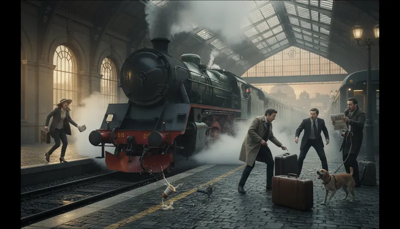 Illustration of departure: the act of leaving a place