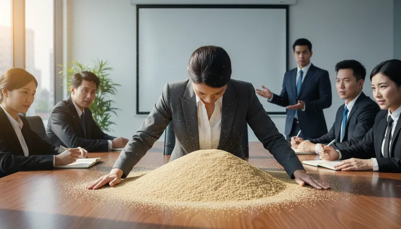 Illustration of stick one's head in the sand: To avoid facing a difficult situation.