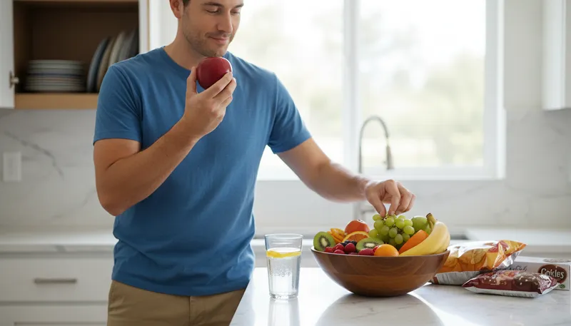 Illustration of healthily: In a way that promotes good health.