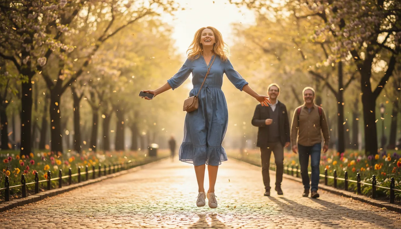 ภาพประกอบของ spring in one's step: a joyful and energetic way of walking