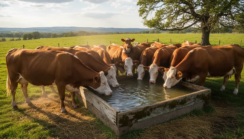Illustration of trough: A long, narrow container for animals to eat or drink.