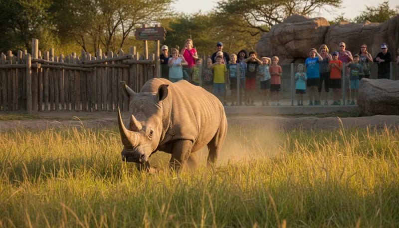 Illustration of rhino: A large, thick-skinned animal with horns.