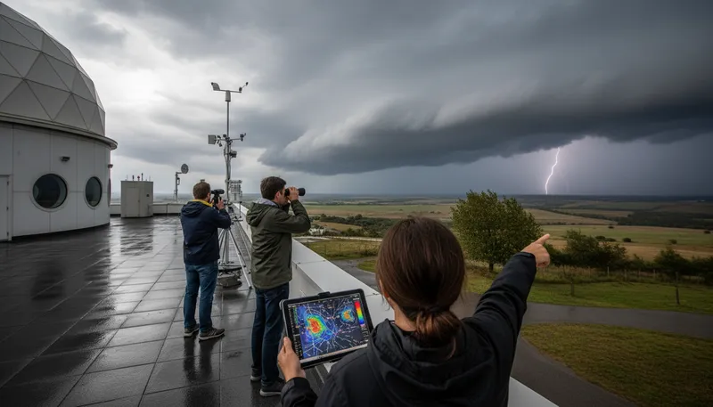 Illustration of meteorology: The study of weather and atmospheric conditions.
