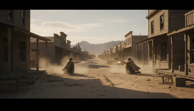 Illustration of gunfight: A shootout between armed individuals.