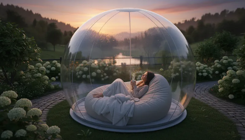 Illustration of in a bubble: Isolated from outside influences or realities.