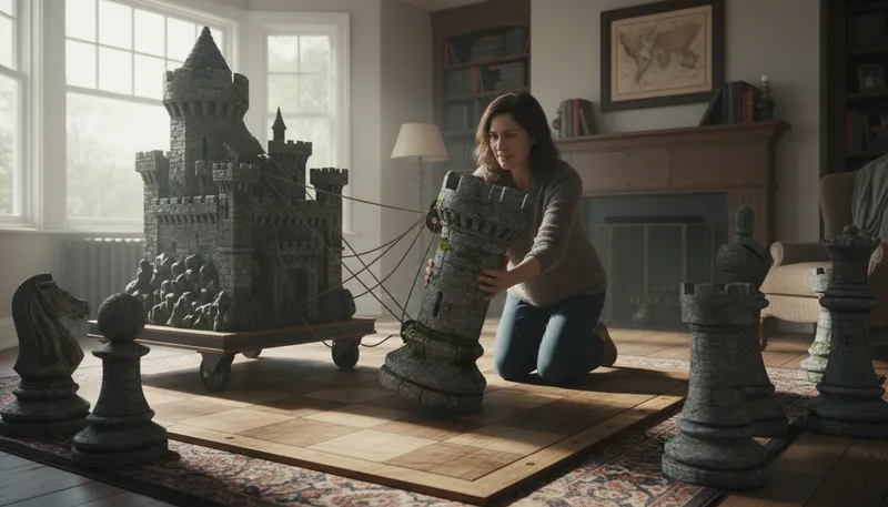 Illustration of castle: a chess piece that moves in straight lines