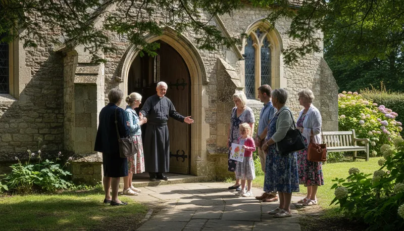 Illustration of vicar: Clergyman in charge of a church.