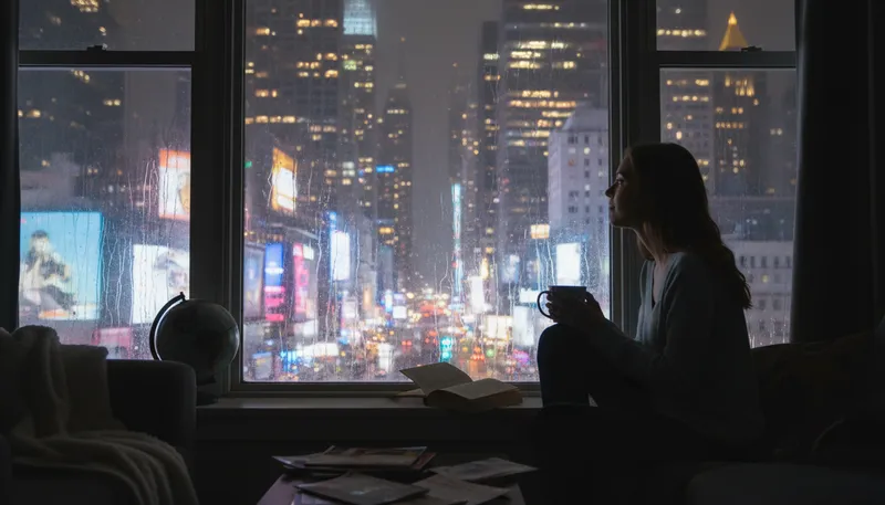 Illustration of bright lights: exciting and glamorous city life