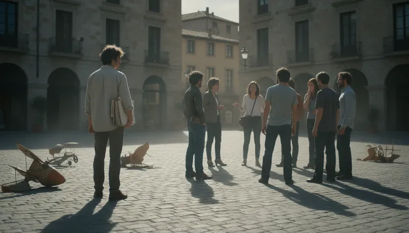 Illustration of ostracize: To exclude someone from a group.