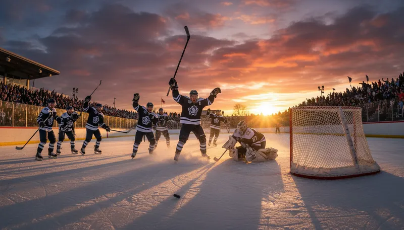 Illustration of hockey: A fast-paced game played on ice or field.
