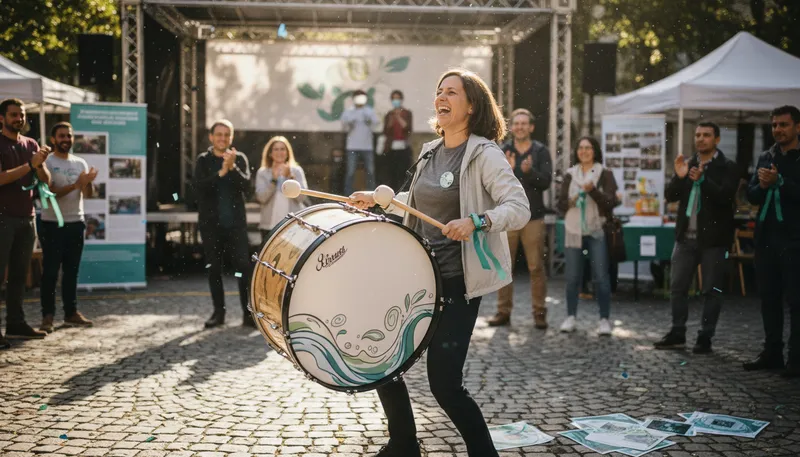 Illustration of beat the drum for: to strongly support or promote something