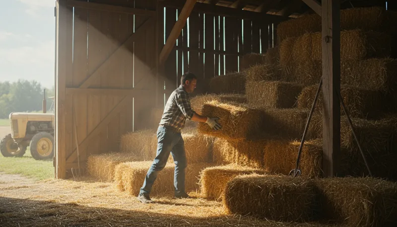 Illustration of straw: Dried stalks of grain, often used for bedding.