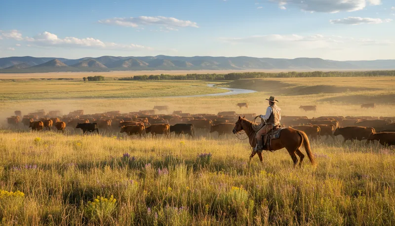 Illustration of rancher: A person who raises animals on ranches.