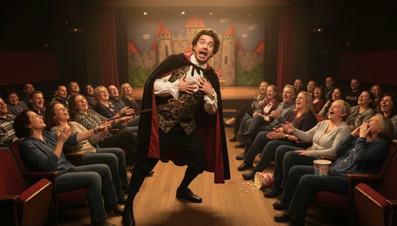Illustration of hammy: Overly theatrical or exaggerated.