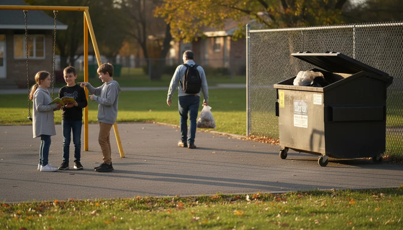 Illustrazione di the trash takes itself out: a bad person removes themselves from a situation