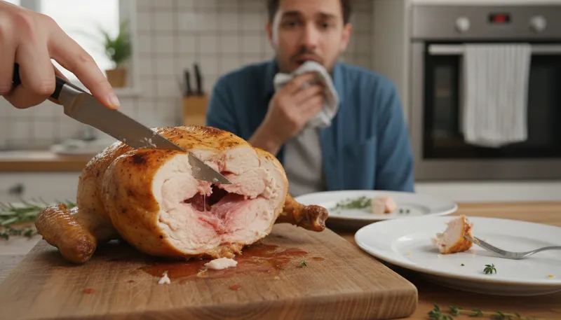 Illustration of undercooked: Not cooked enough.