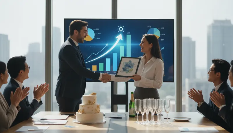 Illustration of promotion: Advancement to a higher position or rank.