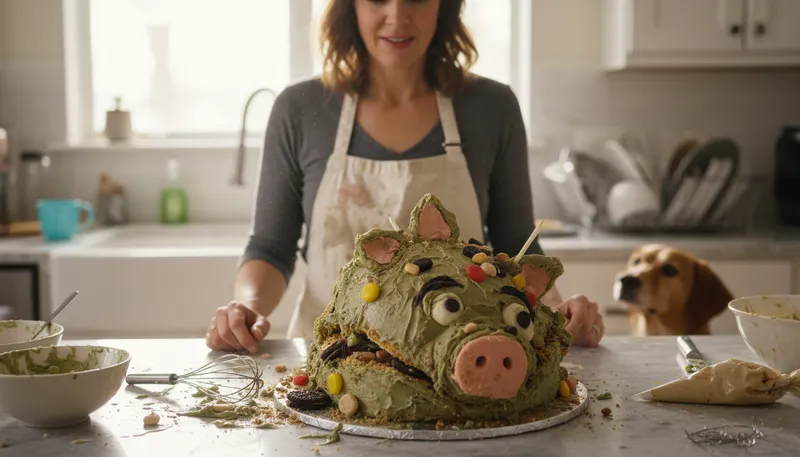 Illustration of make a pig's ear of: to mess something up badly