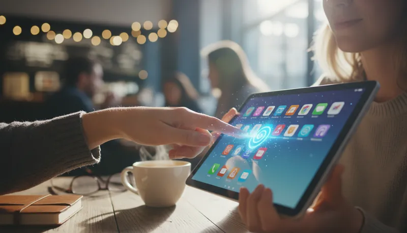 Illustration of touchscreen: Display that responds to touch for input.