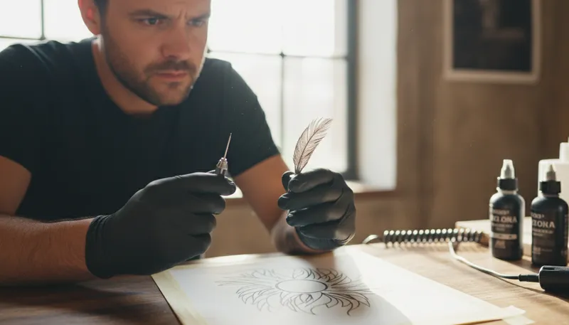 Illustration of dot or feather: A small detail or choice.