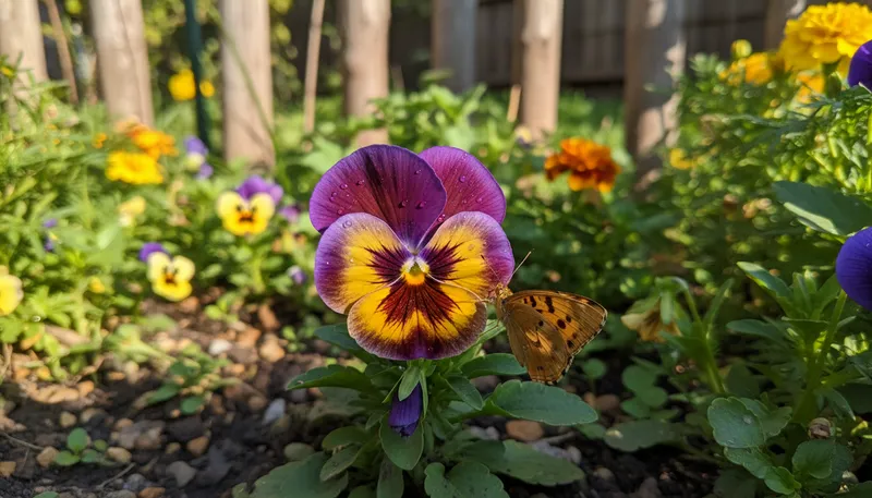 Illustration of pansy: a type of colorful flower.
