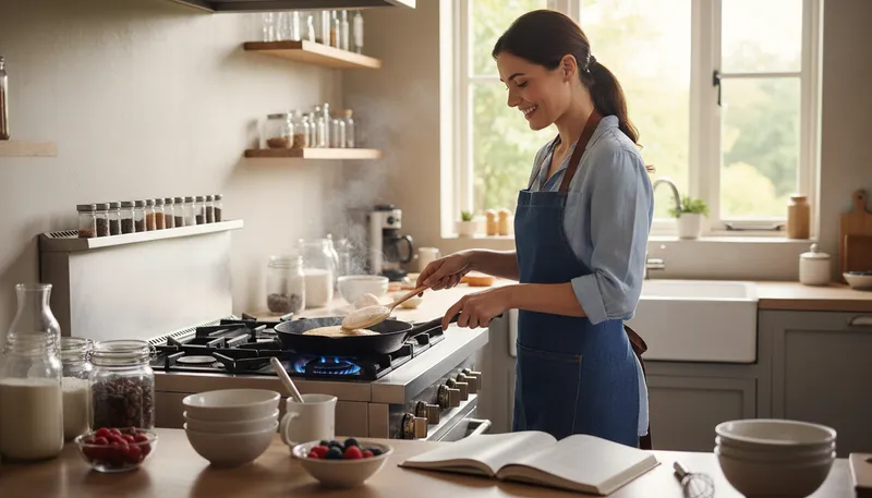 Illustration of cooking on gas: Doing something very well or smoothly.
