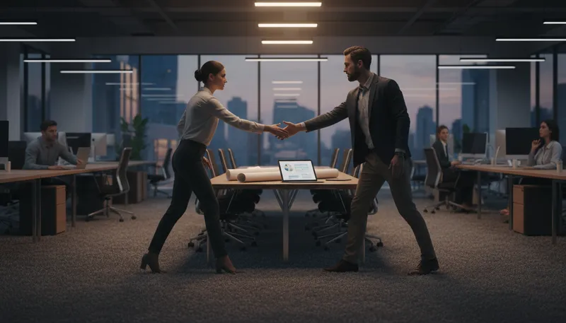 Illustration of cross the aisle: Cooperate with someone from the opposite side.