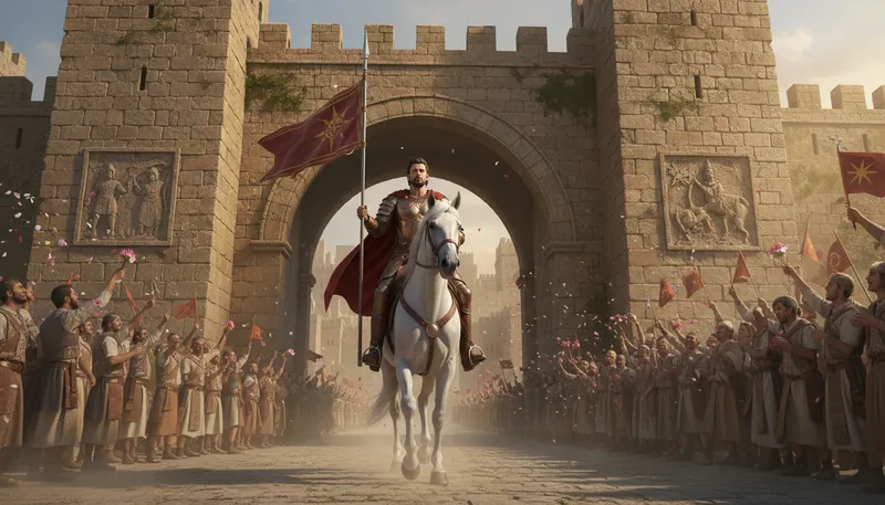 Illustration of conqueror: A person who defeats or takes control.