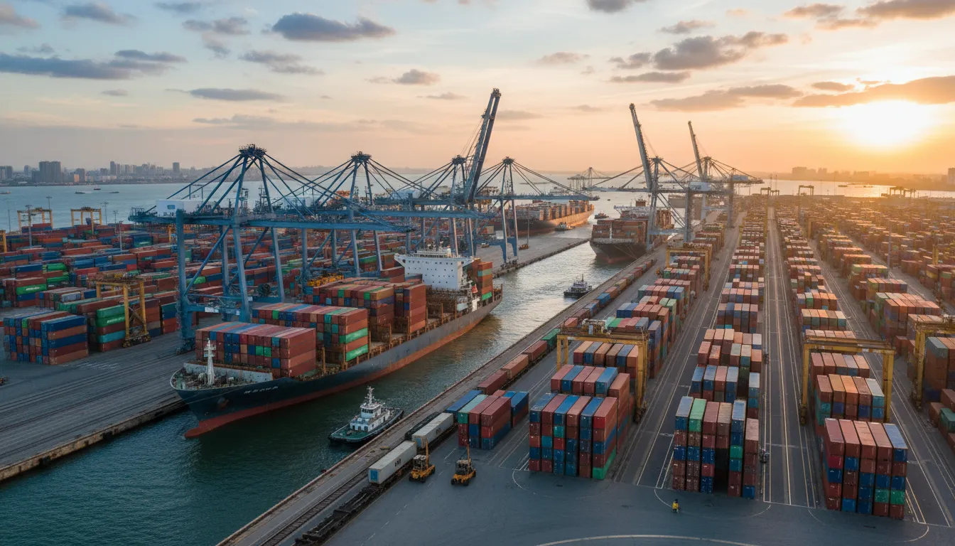 Illustrazione di sea freight: merci via mare