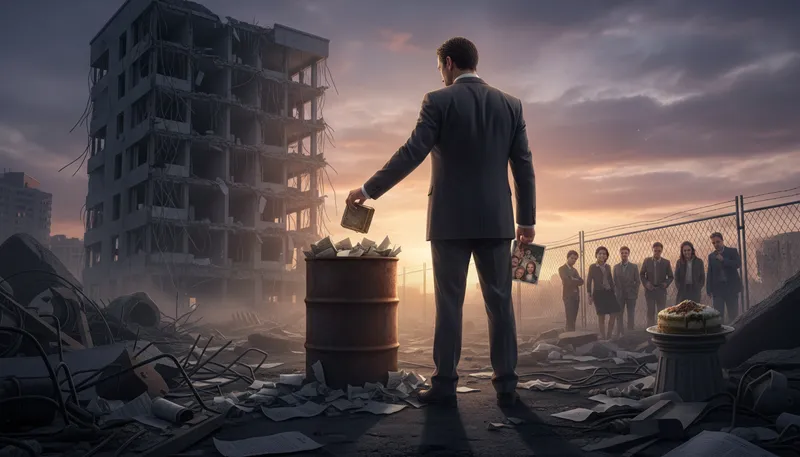 Illustration of moral bankruptcy: lack of ethics or principles.