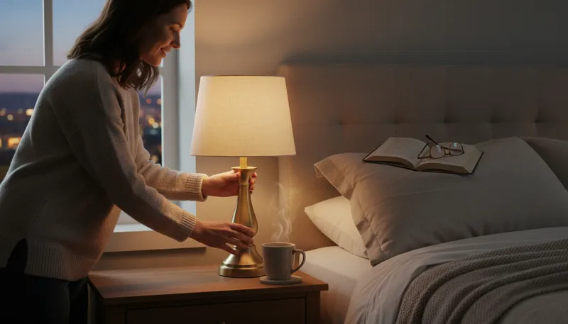 Illustration of bedside: The area next to a bed.