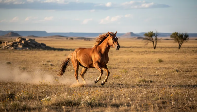 Illustration of mustang: A wild horse from North America.