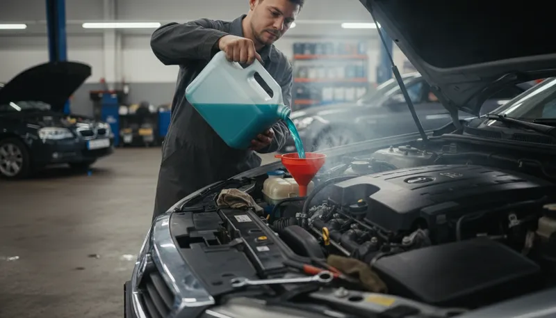 Illustration of coolant: A liquid used to reduce temperature.