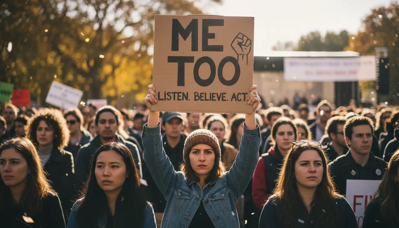 Illustration de MeToo : A movement against sexual harassment and assault.