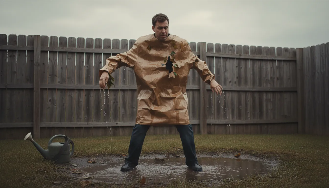 Ilustração de way out of a wet paper bag: an escape from a very easy trap