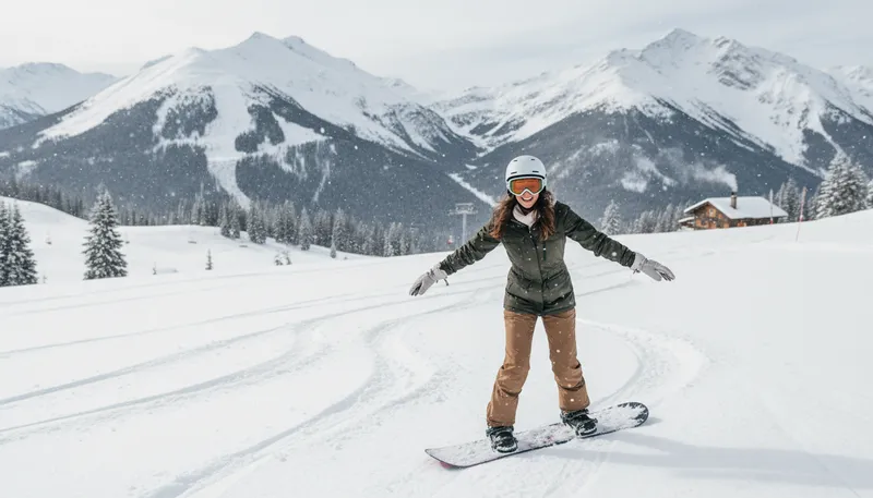 Illustration of snowboard: a board used for riding down snow