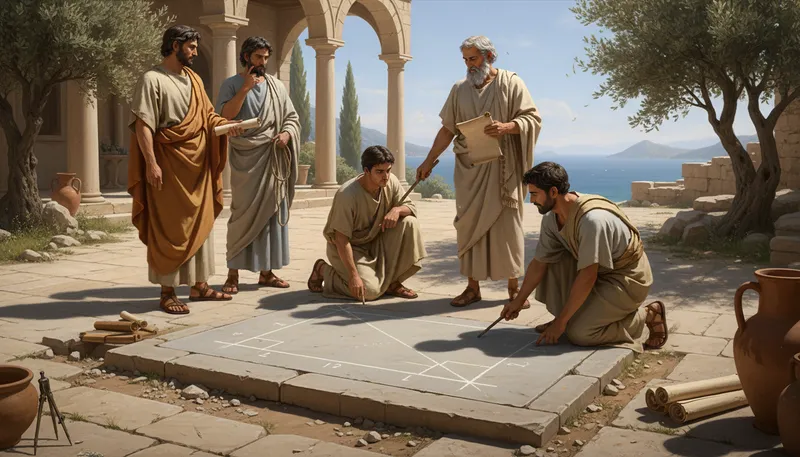Illustration of pythagoras: Ancient Greek mathematician known for geometry.