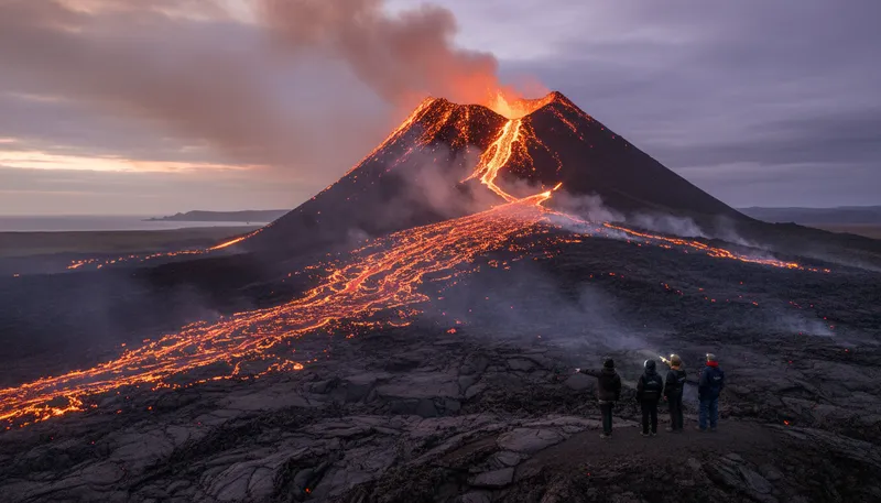 Illustration of molten: In a liquid state due to heat.