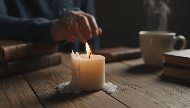Illustration of wick: A cord that burns in a candle or lamp.