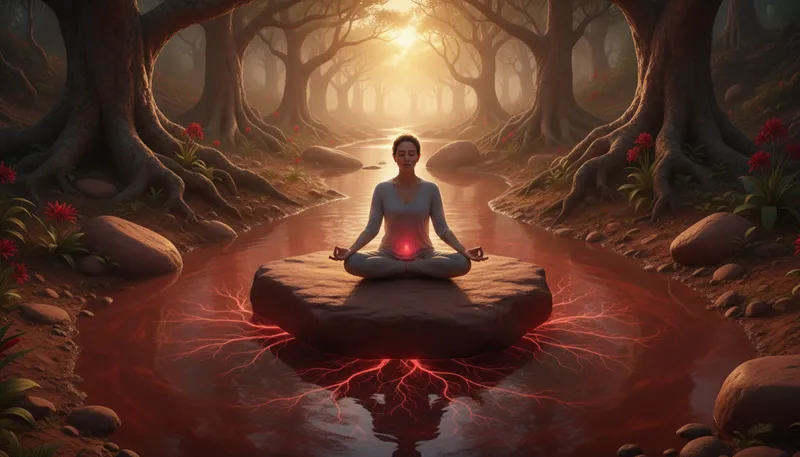 Illustration of chakra: Energy center in the body according to yoga.