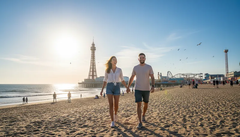 Illustration of blackpool: a seaside resort town in England