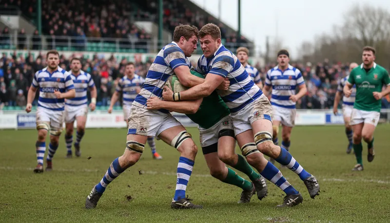 Illustration of rugby: a team sport played with an oval ball.