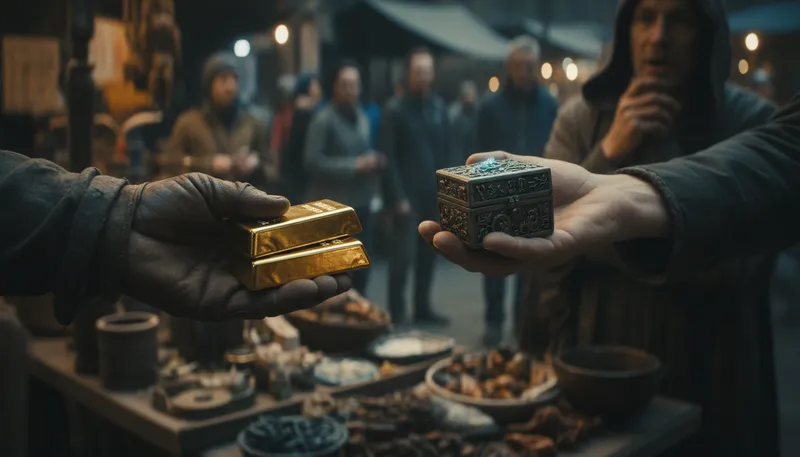 Illustration of two slips of latinum: a small amount of money