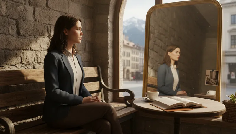 Illustration of reflection: serious thought about something
