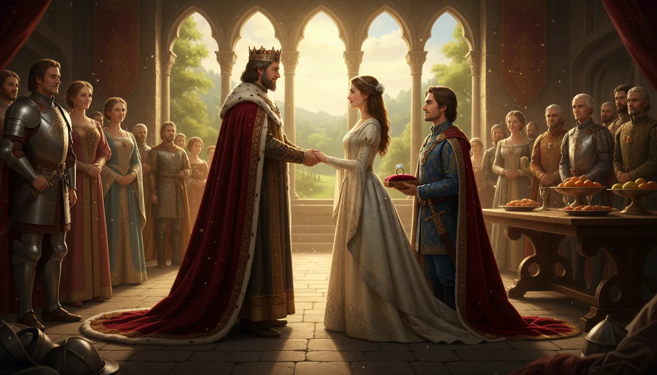 betroth का चित्र: To promise to marry someone.
