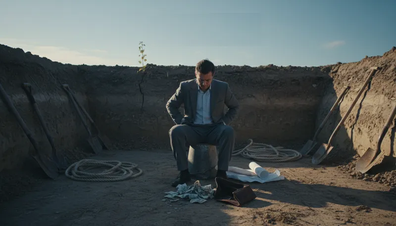 Illustration of in the hole: In debt or facing a deficit.