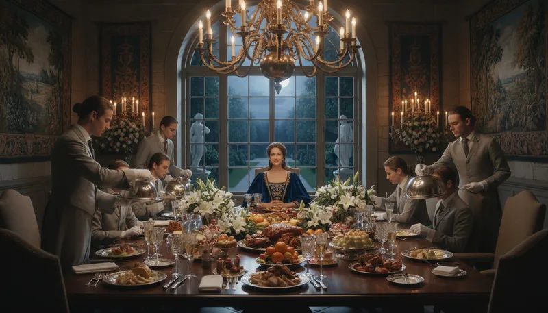 Illustration of royally: In a manner befitting royalty.