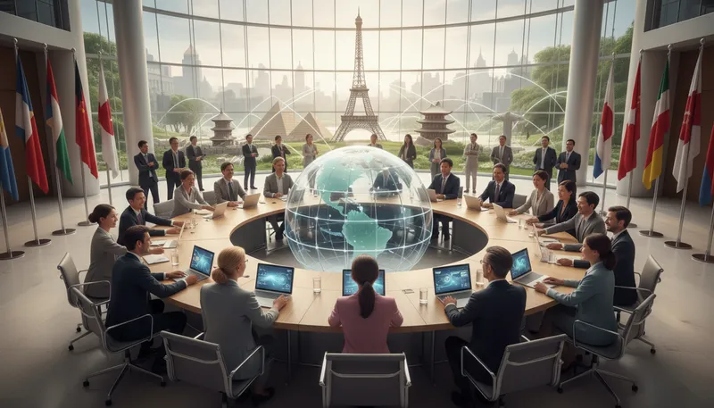 Illustration of globalism: The idea of global interdependence and cooperation.