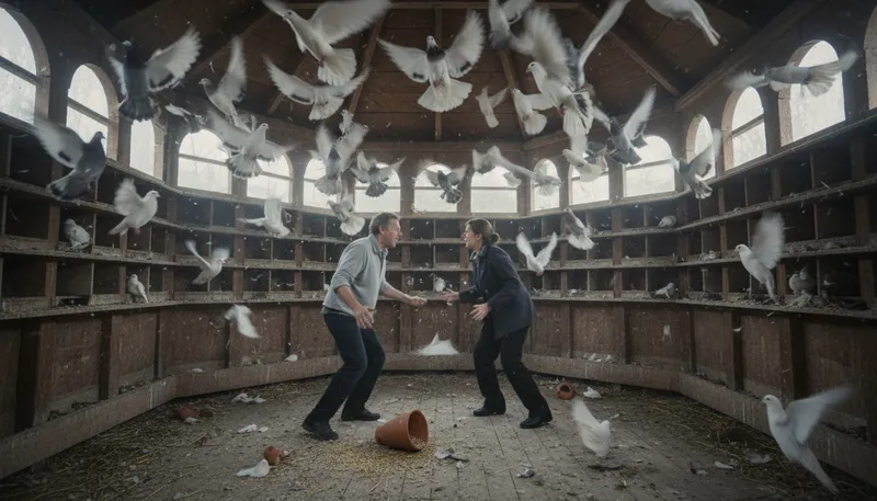 Illustration of flutter in the dovecote: to create confusion or chaos