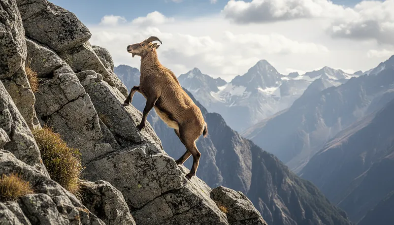 Illustration of thar: A type of wild goat found in the Himalayas.